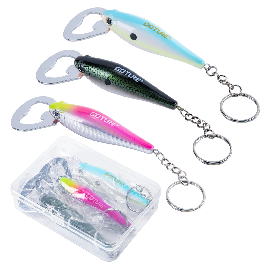 Goture Durable Beer Bottle Opener Fishing Lure Shape Key Design Stainless Steel Flat Speed Bottle Cap Opener for Kitchen Tool