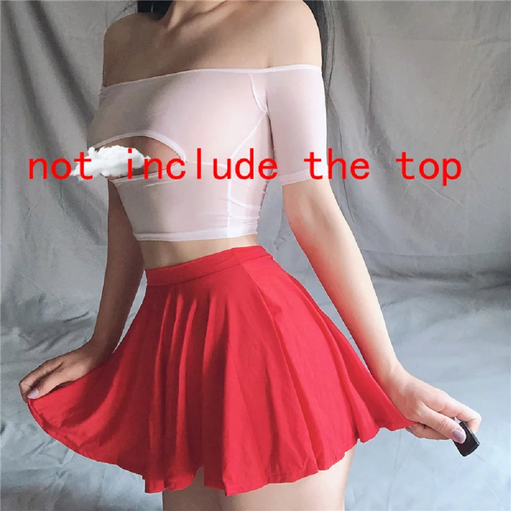 Sexy Skirt Solid Color Ice Silk Lotus Leaf Pendulum Transparent Nightclub Party Mini Skirts Womens Jupe Femme Faldas Korean