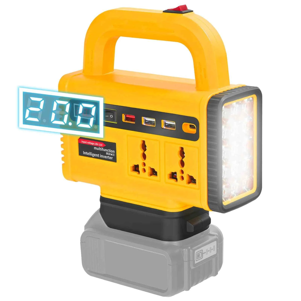 150W Power Inverter for Dewalt 20V Batteries – AC & USB