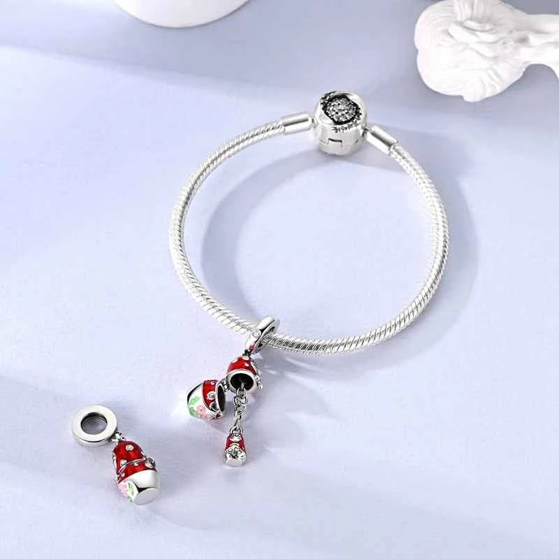 New 925 Sterling Silver Red Polka Dot Doll Charms Pendants Fit Original 925 Bracelet Necklace Fine DIY Birthday Jewelry