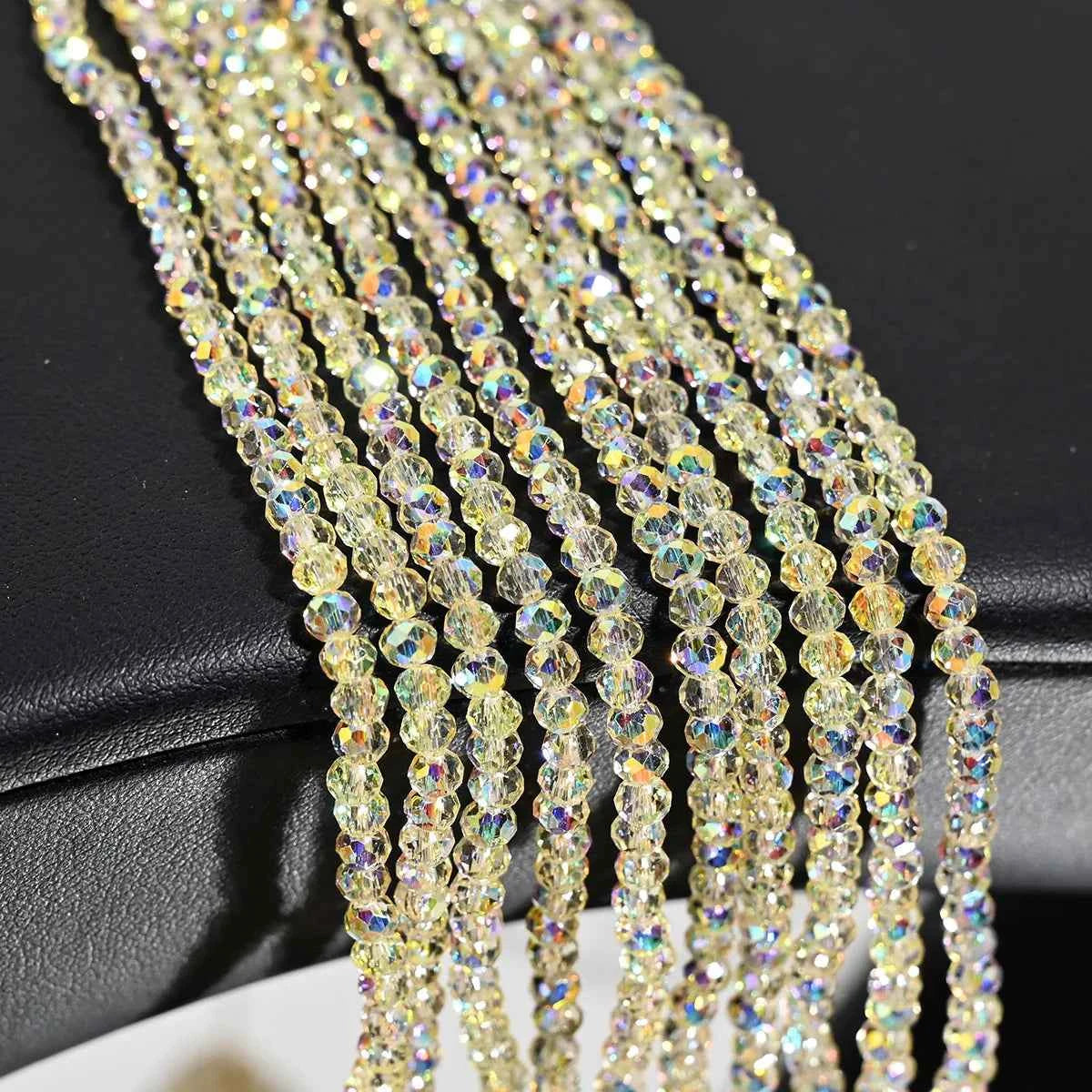 1 Strand 4MM Artificial Crystal Glass Beads Round AB Clear Faceted Loose Spacer Bead for Jewelry Making DIY Bracelet Necklace