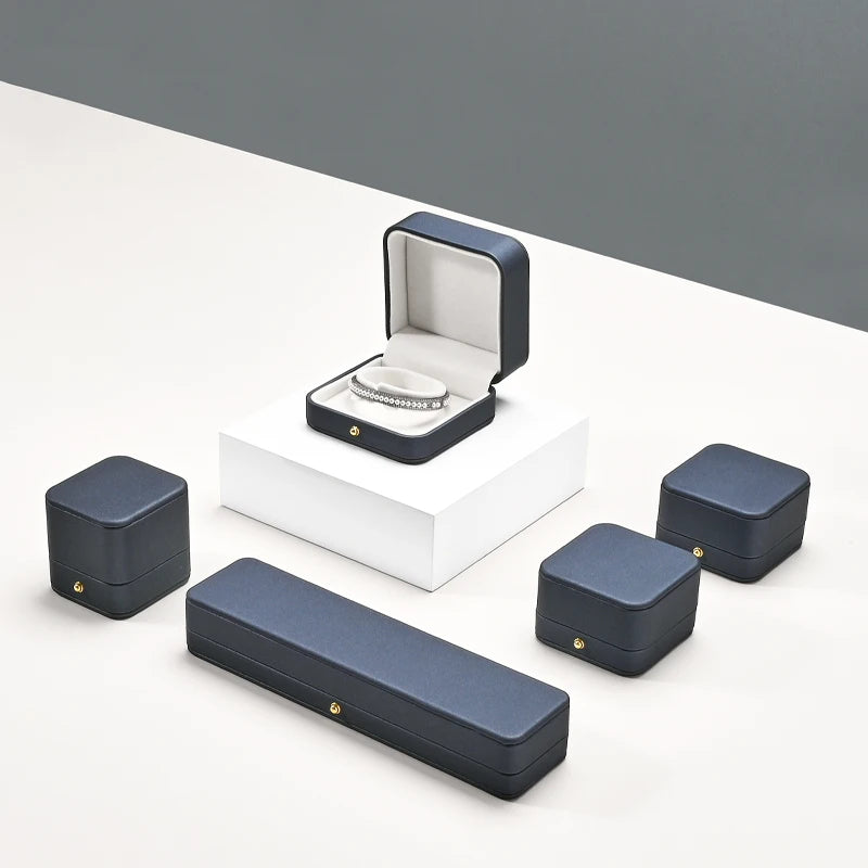 WoodTen Ring Jewelry Box PU Leather Jewelry Organizer Ring Earring Box Necklace Pendant Box Proposal Engagement Wedding Gift Box