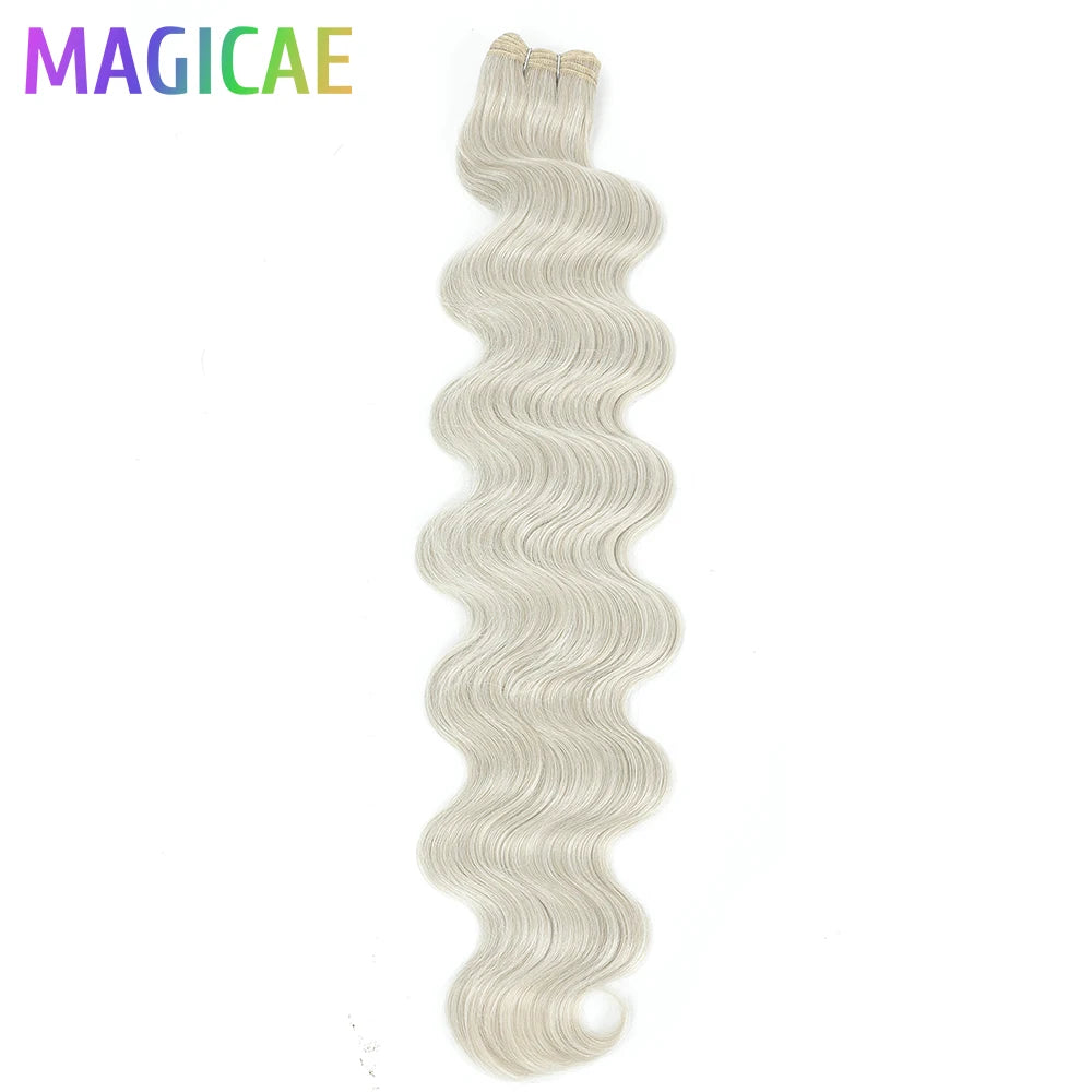 Magicae 30Inches 200G Piano Blonde SP12/16/613 Ombre Brown 6# Body Wave Bundles High Temperature Synthetic Hair Extensions