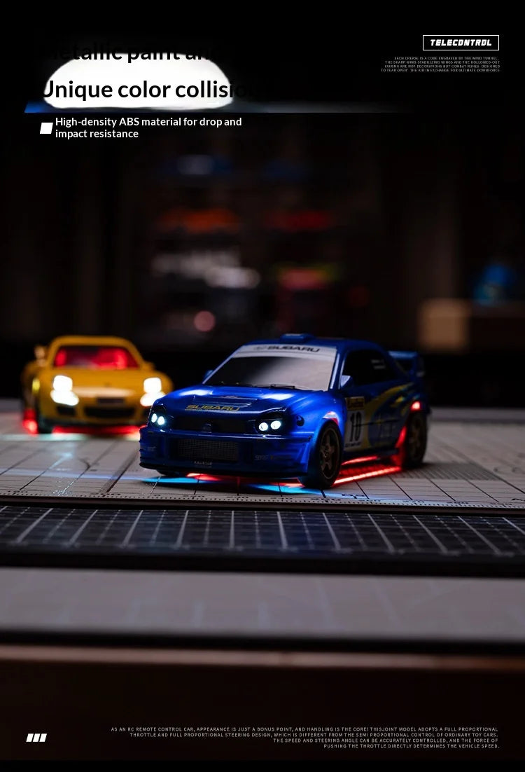 WHOOSH Licensed 1:43 Scale Mini RC Drift Car Full Proportional Remote Control Subaru WRC WRX STI Mazda RX7 Desktop Toy For Boys