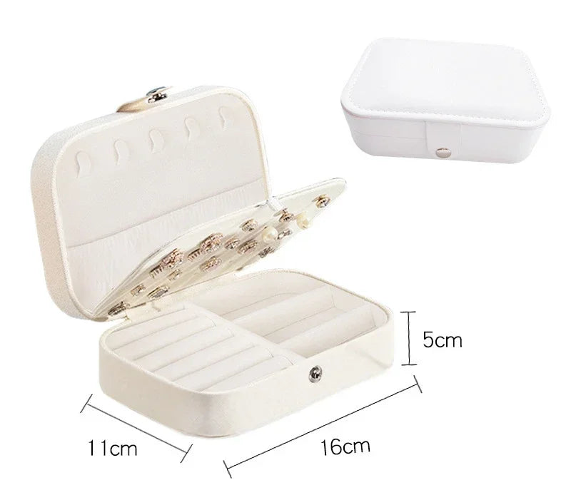 Portable Jewelry Box Jewelry Organizer Display Travel Jewelry Case Boxes Button Leather Storage Zipper Jewelers Joyero