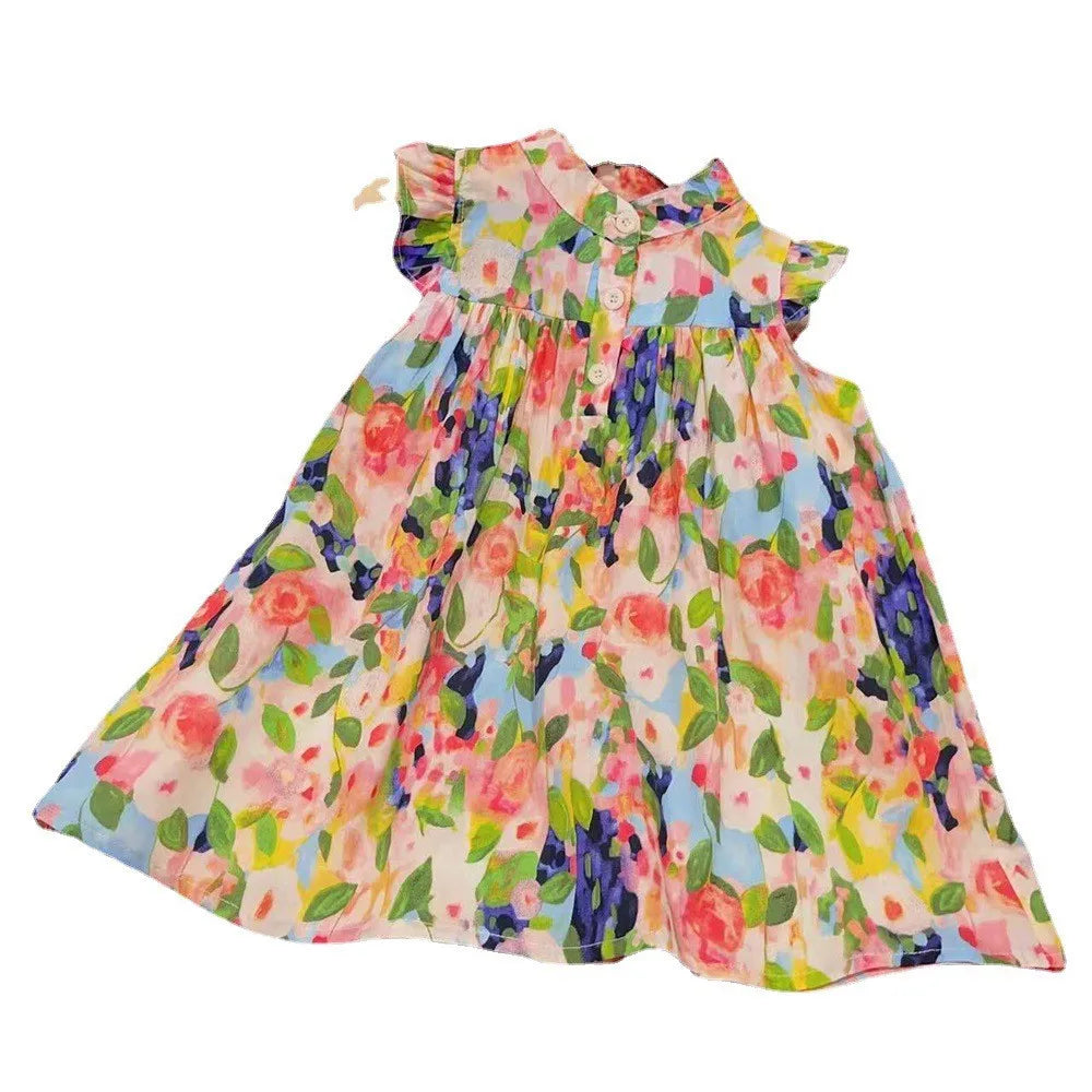 2026 Summer Baby Girls Beach Dresses Summer Soft Breathable Kids Girls Clothing Children Holiday A-Line Dress Vestidos