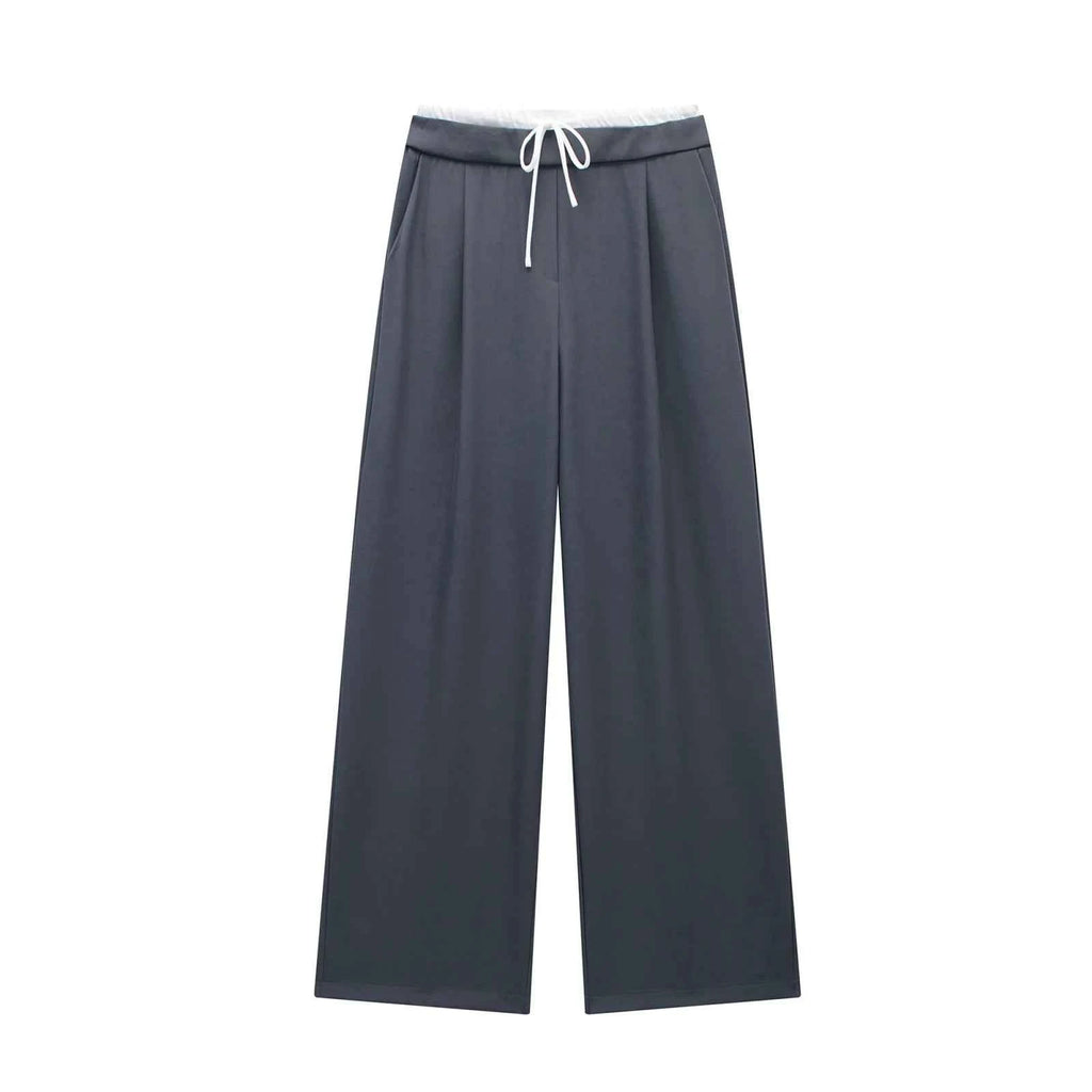 MUJER 2025 Wide Leg Pants for Women High Waist Baggy Pants Woman Summer Pleated Loose Pants Women Streetwear Tied Woman Trousers