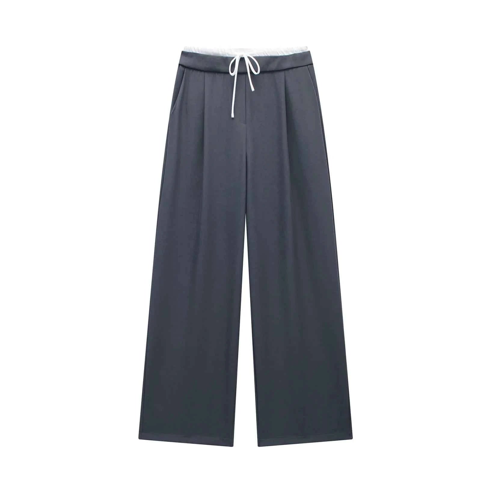 MUJER 2025 Wide Leg Pants for Women High Waist Baggy Pants Woman Summer Pleated Loose Pants Women Streetwear Tied Woman Trousers