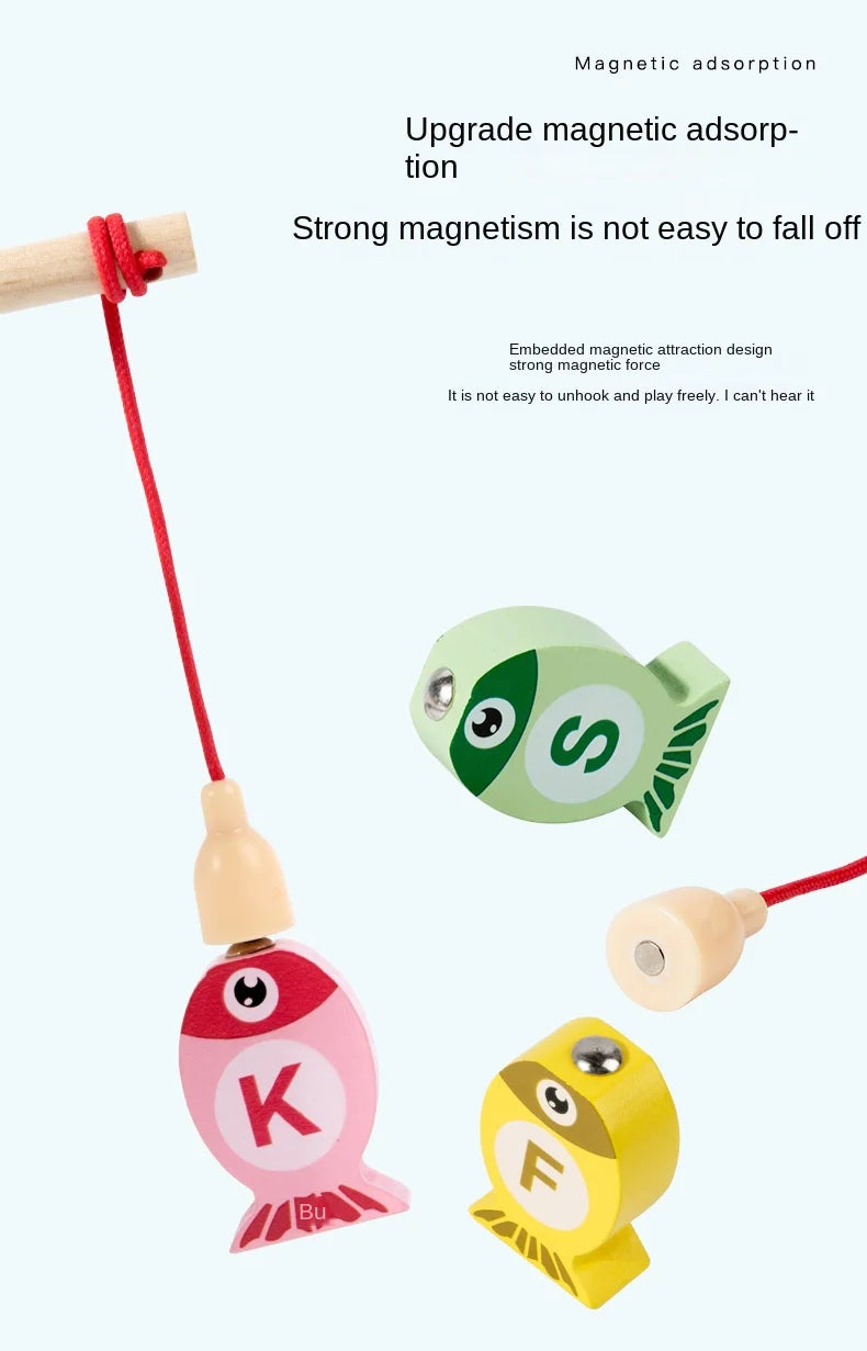 Kids Wooden Fishing Game Toy Gifts Early Education Alphabet Numeric Cognitive Toys Children Interactive Games Toys for Gifts