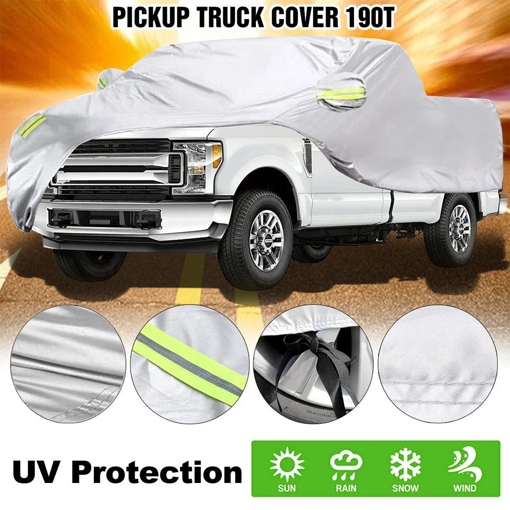 Truck Cover All Season Car Cover for Pickup Truck Against Dust Windproof UV Protection Car Cover w/ Fluorescent Reflective Strip