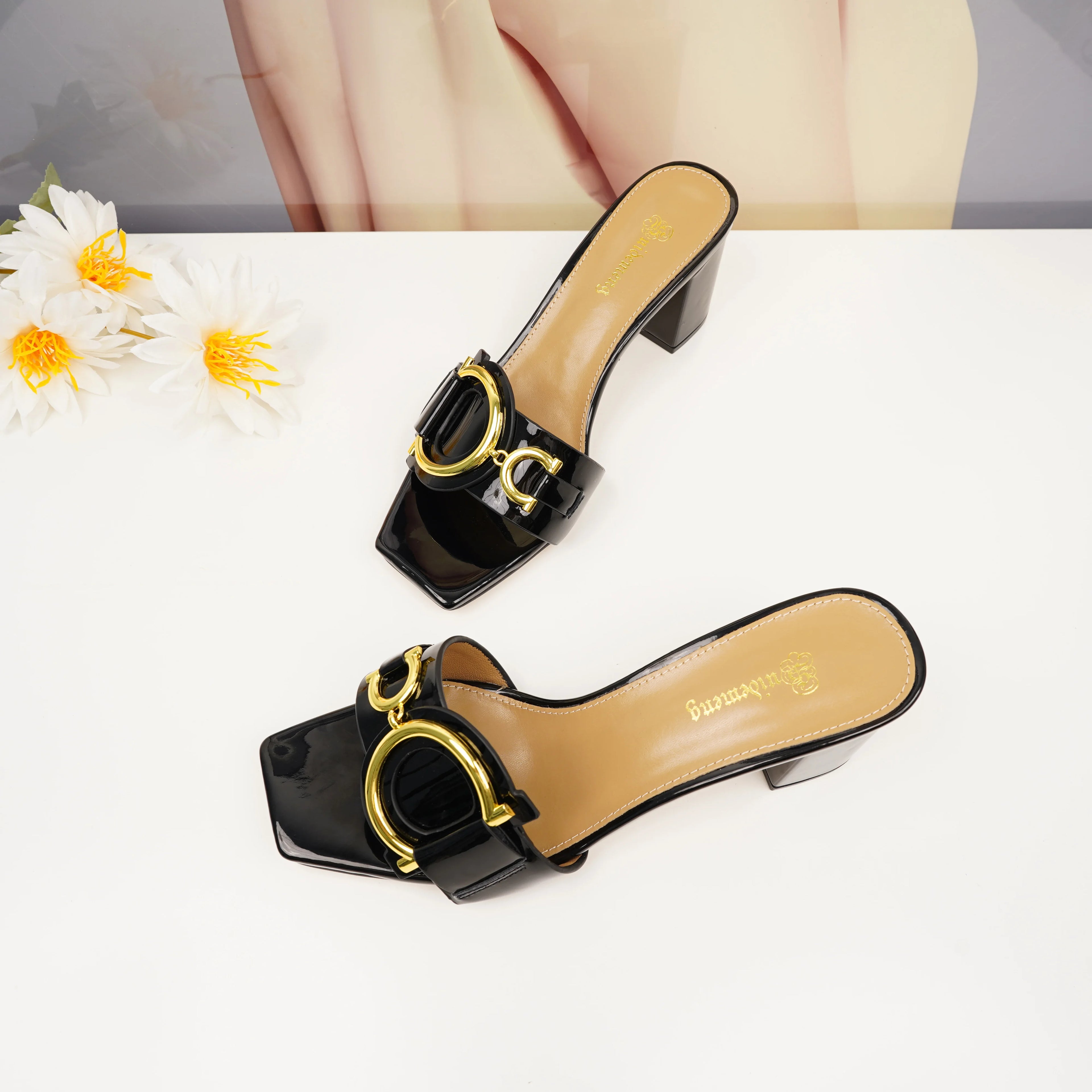 2024 ladies slippers leather open toe fashion ladies high heels luxury party shoes plus size 35-44 outdoor women's shoes