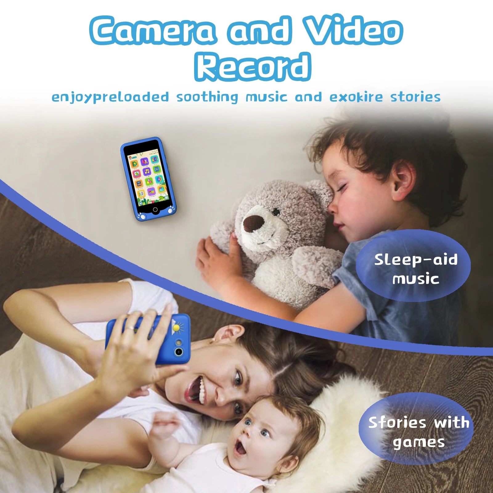 Kids' 3.97-inch Touch Screen Toddler Smart Phone Learning Toy, with Educational Games, High Capacity Children's Phone,Toy Phone