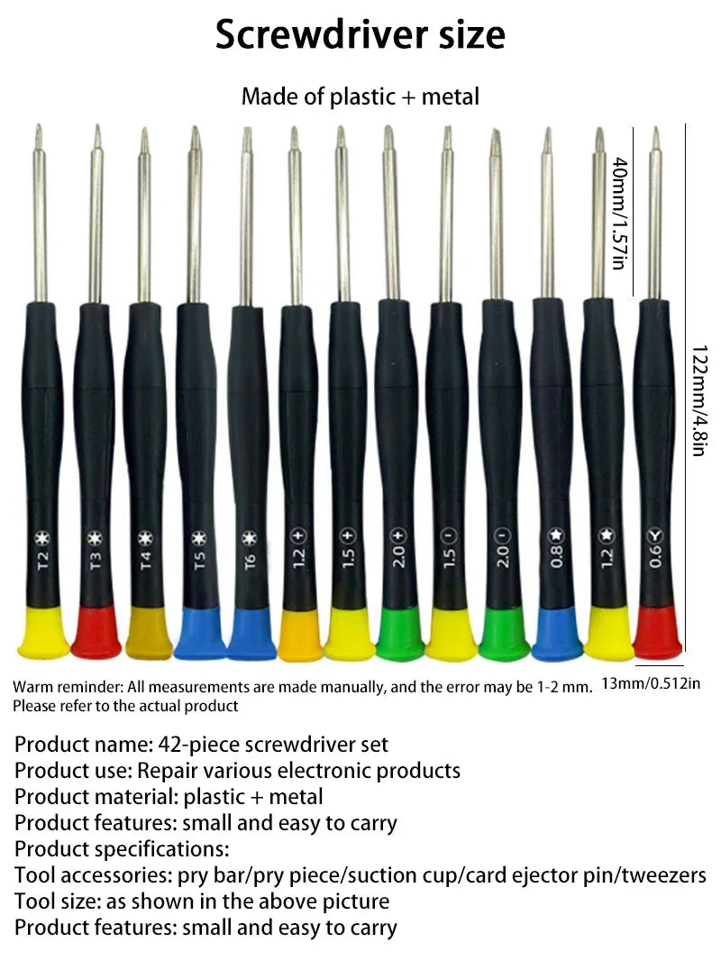 42 in 1 Mobile Phone Repair Tools Disassemble Repair Set For iPhone Screwdriver Combination Skid Multi Function Disassembly Kit