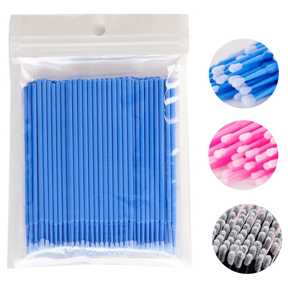 500/1000PCS Eyelash Brushes Crystal Swab Microbrushes Eyelash Extension Brush Grafting Lash Removing Applicators Makeup Tool