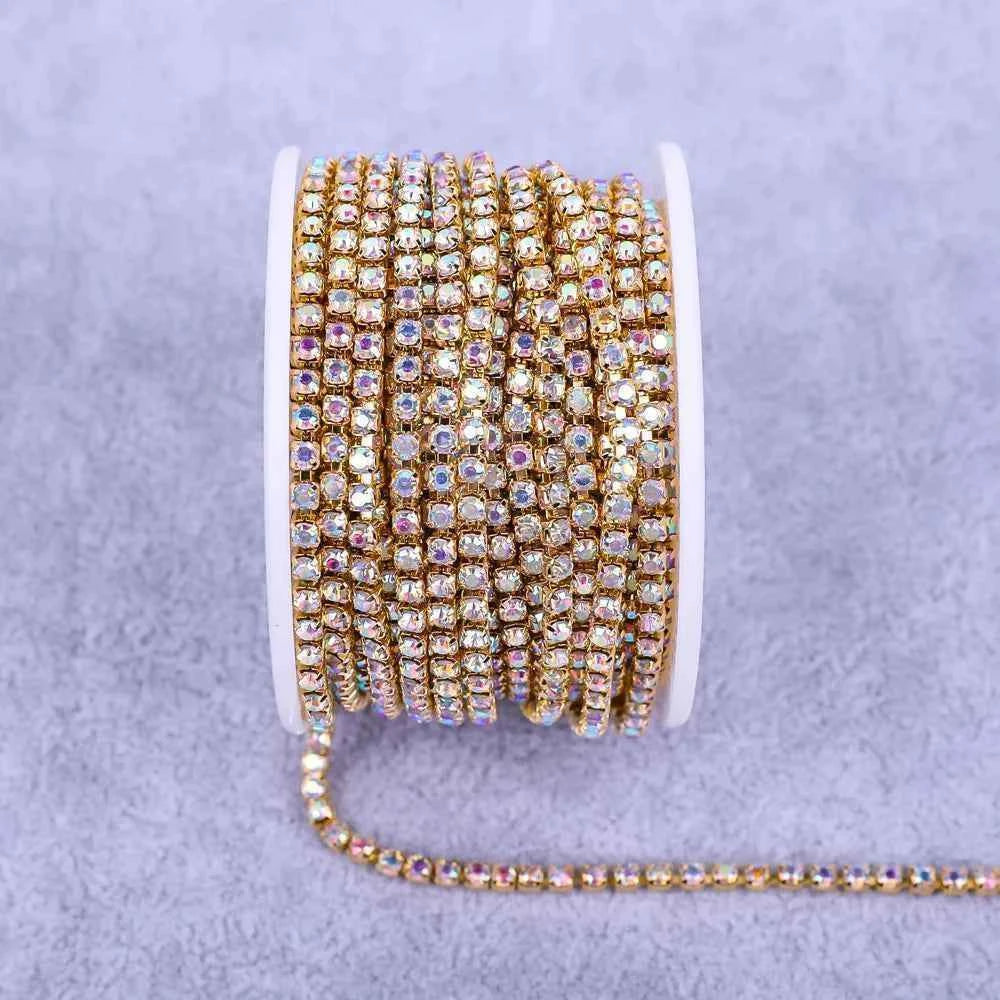 All Color Claw Chain Electrophoresi Rhinestones Trim Stone Gold Diamond Strass Decorative Applique Crystal Trimmings For Dresses