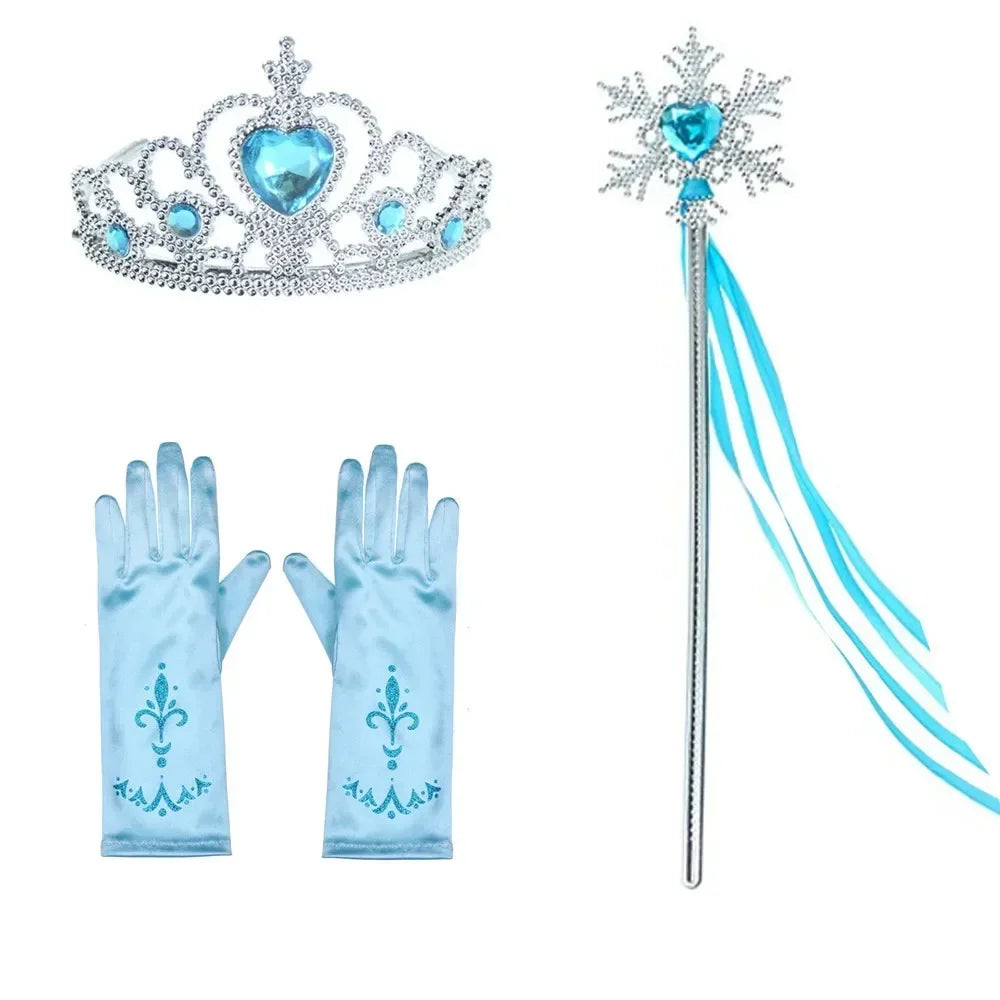 Sequins Elsa Costume for Girls Sky Blue Snow Queen Tutu Dress Snowflake Kids Halloween Birthday Carnival Party Princess Costume