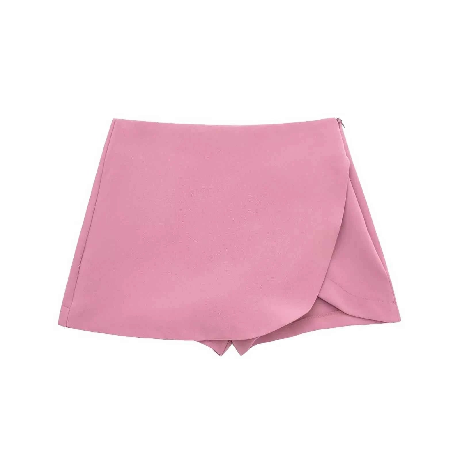 HXAO Women's Skort High Waist Brown Skirt Pants Stylish Summer Pink Black Mini Skirt Shorts Asymmetric Casual Off White Skort