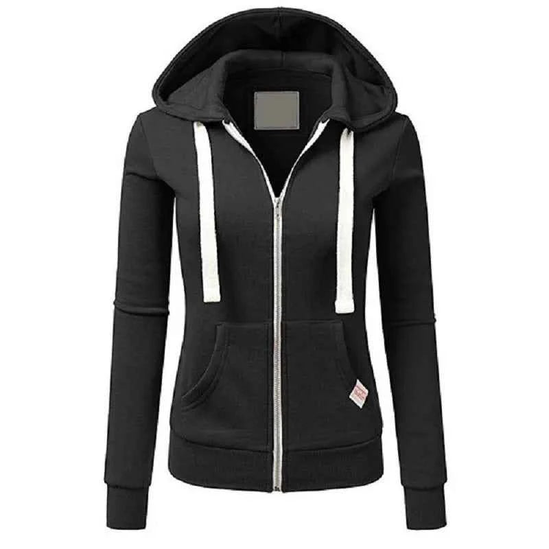 2024 Autumn/Winter New Women's Personalized Fashion Sports Hoodie Long Sleeve Drawstring Pocket Zipper Coat Woolen Sweater Top