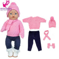 18 Inch Baby Doll Winter Clothes Set Crochet Sweater Scarf Hat Gloves New Year Apparel for 43 Cm Girl Dolls