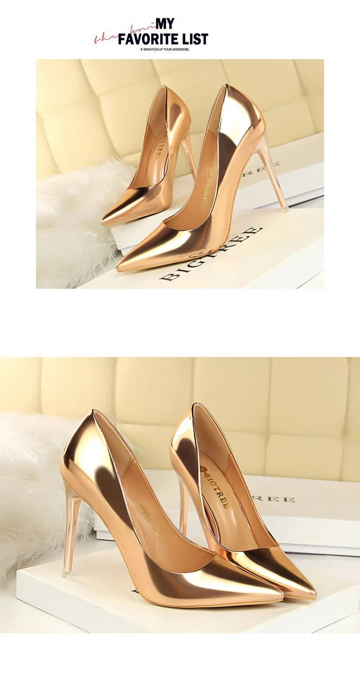 BIGTREE Shoes Classic Pumps Patent Leather Women Pumps Fashion Women Wedding Shoes High Heels Stiletto 10.5 Cm 7.5 Cm Lady Shoes