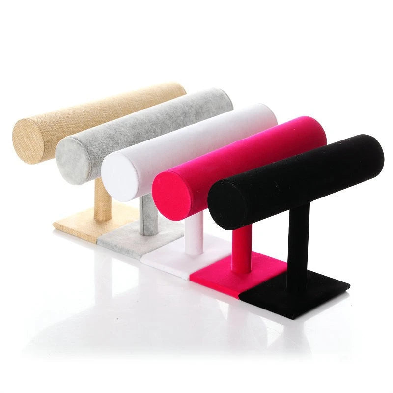 6 Colors Upright Velvet Bracelet Chain Watch Upright Display Rack Jewelry Organizer Hard Jewelry Display Stand Holder