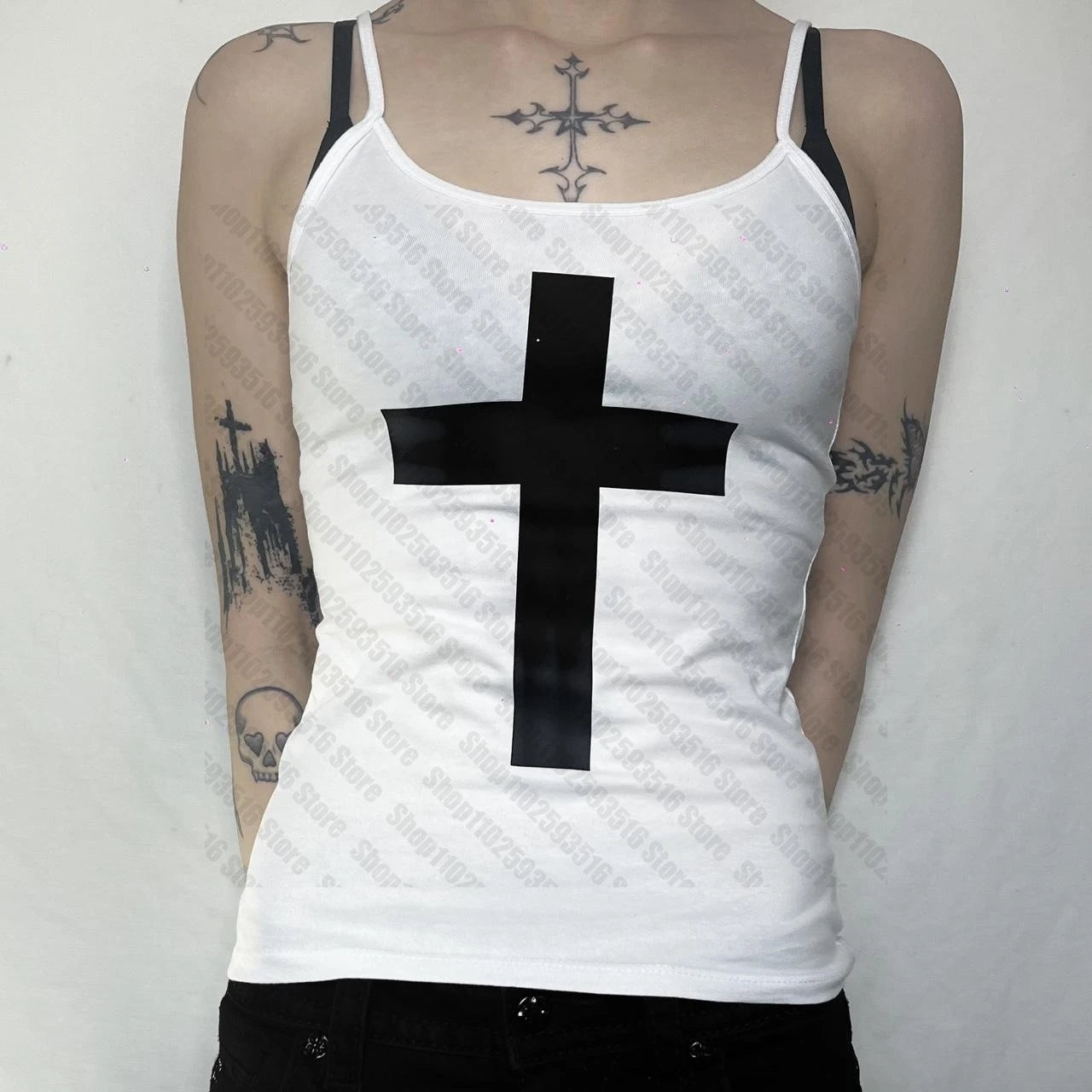 Woman Clothing Crop Tops for Women Tanks & Camis Sexy Top Y2k Summer 2000s Tops With Suspenders Women's Cropped Emo Goth Clothes