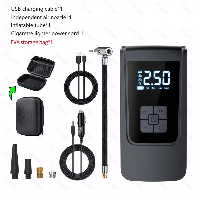 Powered andWired Bag Color Name Wireless Car Tire Inflator – Portable Digital Air Pump