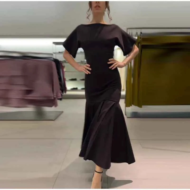 Elegant Women Patchwork Long Dress Short Sleeve O Neck Button A-Line Dresses Spring Summer Vintage Beach Vacation Casual Robes