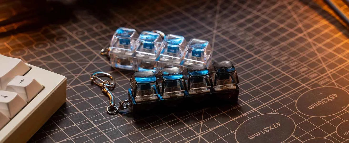 LED Keyboard Key Chain Fidget Toy for Adults Fidget Clicker Decompression Keychains Stress Relief Gadget Interesting Pendant