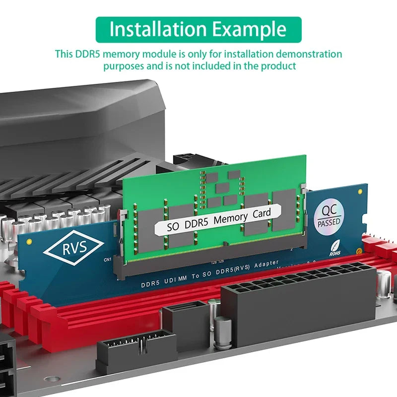 Memory Tester Converter SO DDR5 to DDR5 U-DIMM Laptop DDR5 Memory SO-DIMM to PC Desktop DIMM Riser Card Expansion Adapter for PC