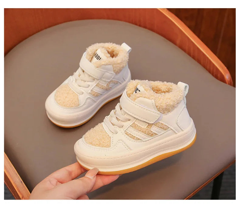 Girls Cotton Shoes Children Plush Thickened Anti-skid Shoes Boys Warm Sports Shoes Baby Soft Comfortable Winter Sneakers