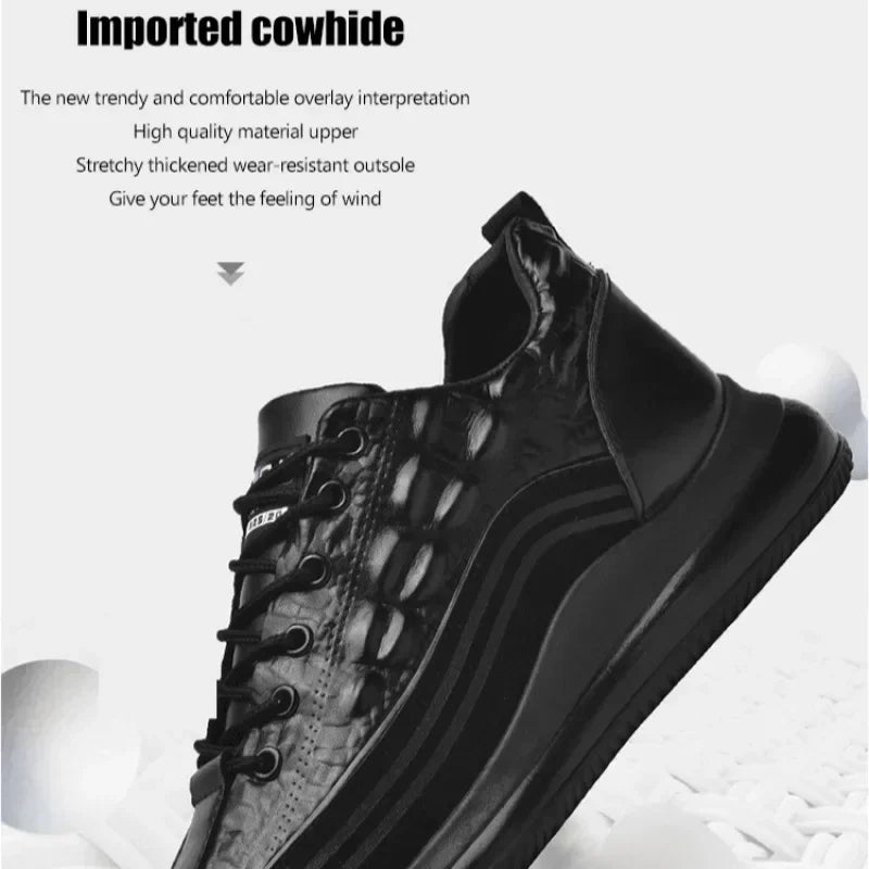 Men's Patent Leather Shoes Thick Sole Male Adult Drawstring Lace-up Shoes Vintage Retro Casual British Style Shoes Streetwear