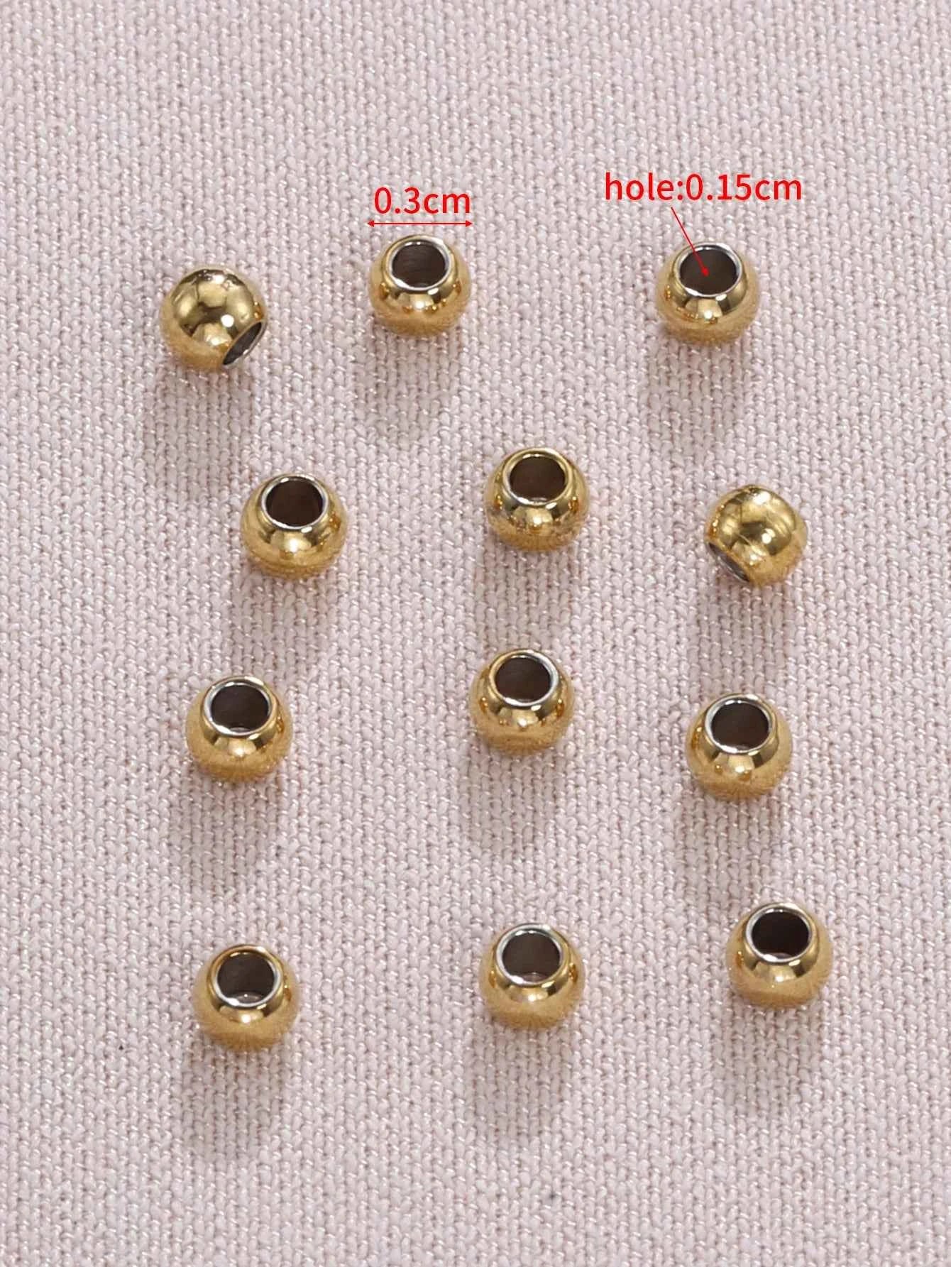 100pcs Stainless Steel Round Spacer Beads Loose Bead For DIY Bracelets Necklace Beads Jewelry Making Charms
