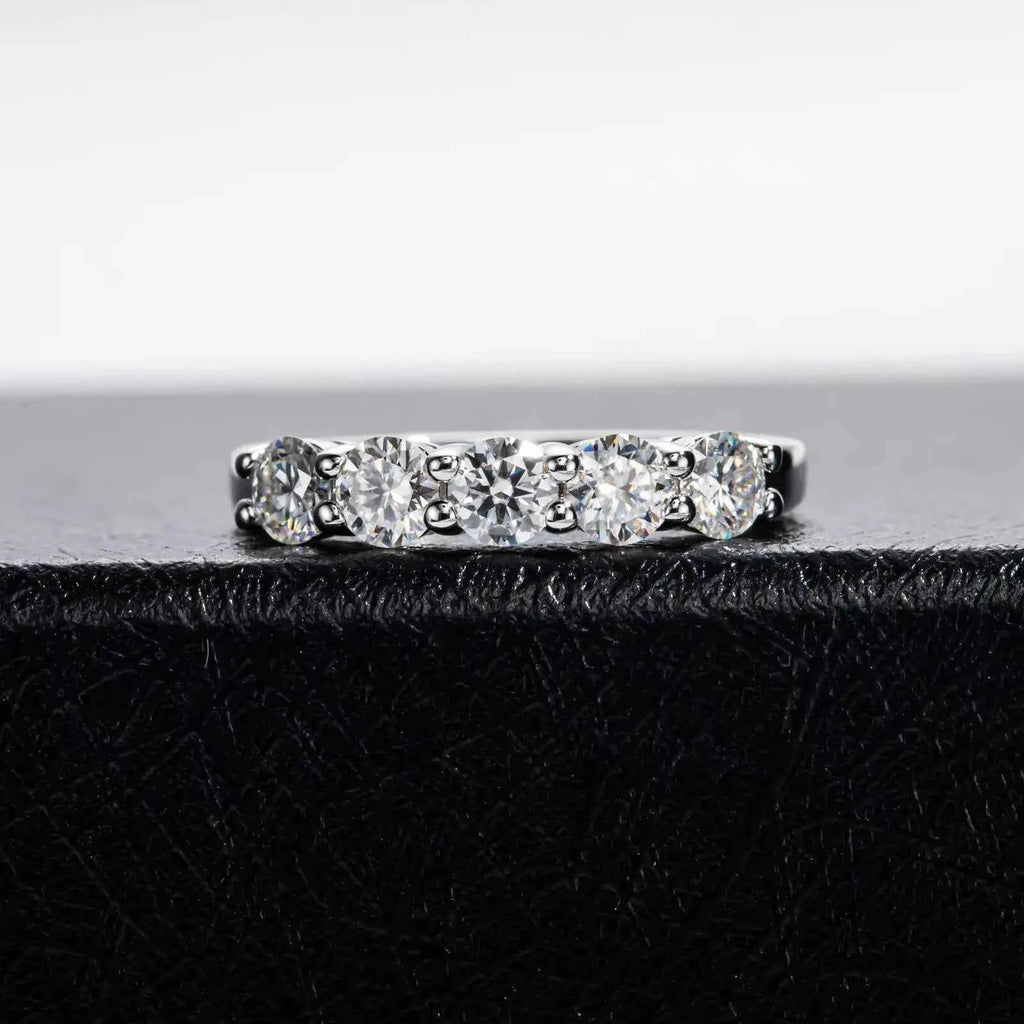 SG White Gold D Color 4mm Moissanite Ring For Women 925 Silver 1.5CT Stone Match Dia Wedding Band Bride S Sterling Sier