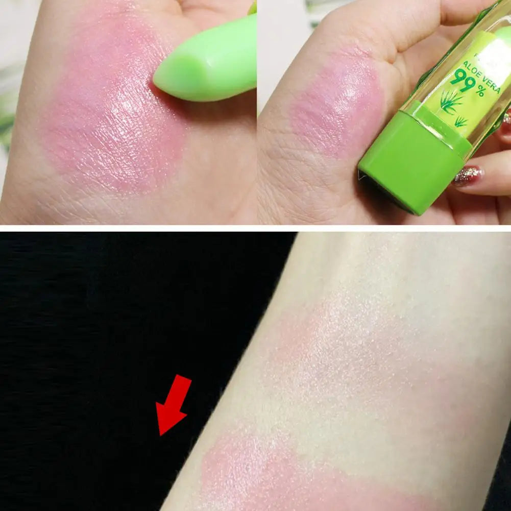 2pcs Aloe Vera Lipstick,Long Lasting Lip Care Nutritious Plumper Lip Balm,Moisturizer Color Changing Jelly Lip Gloss Makeup