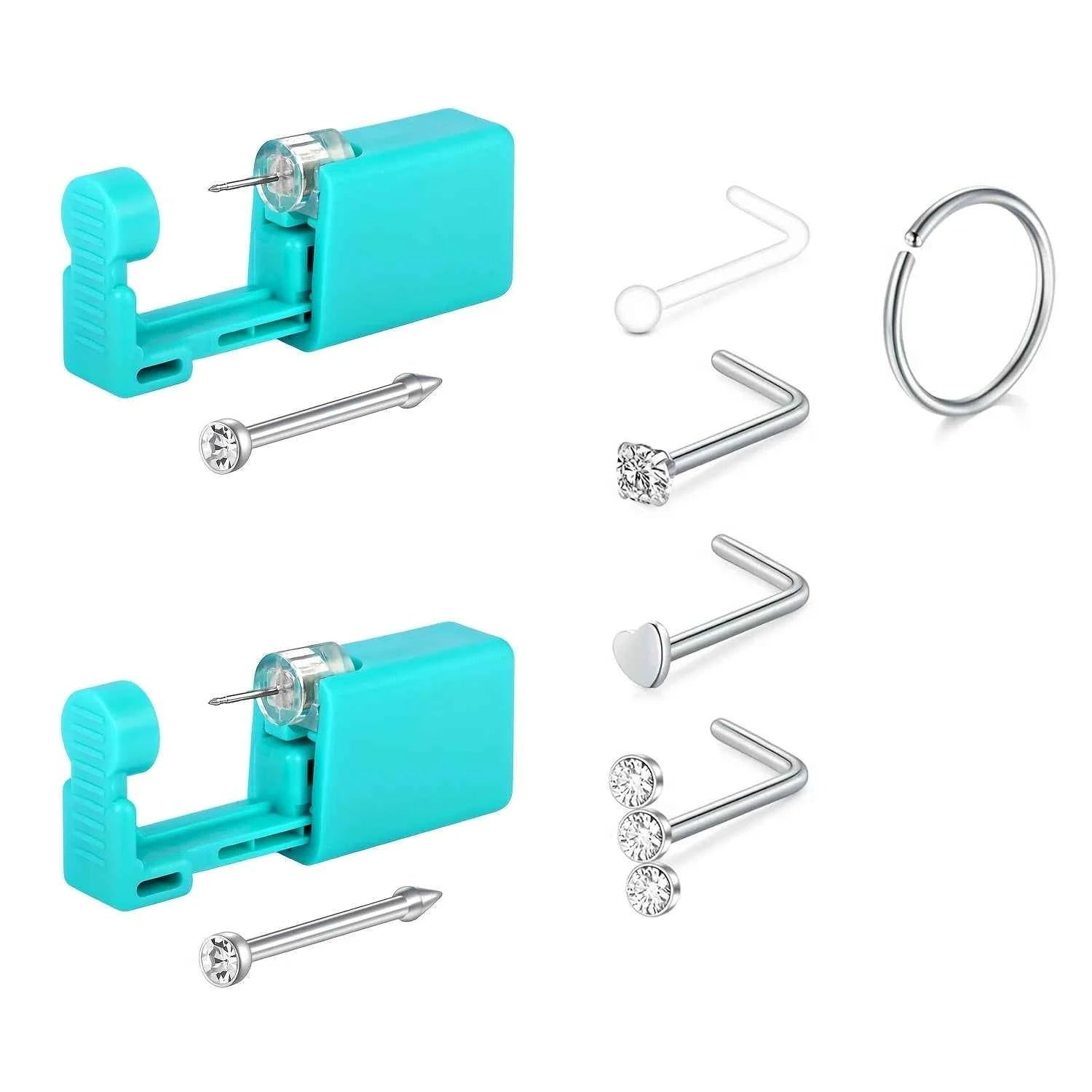 7pcs Nose Piercing Kit Nose Ring Piercing Kit, Nose Piercing Kit with Nose Rings Disposable Nose Piercing Gun Kit