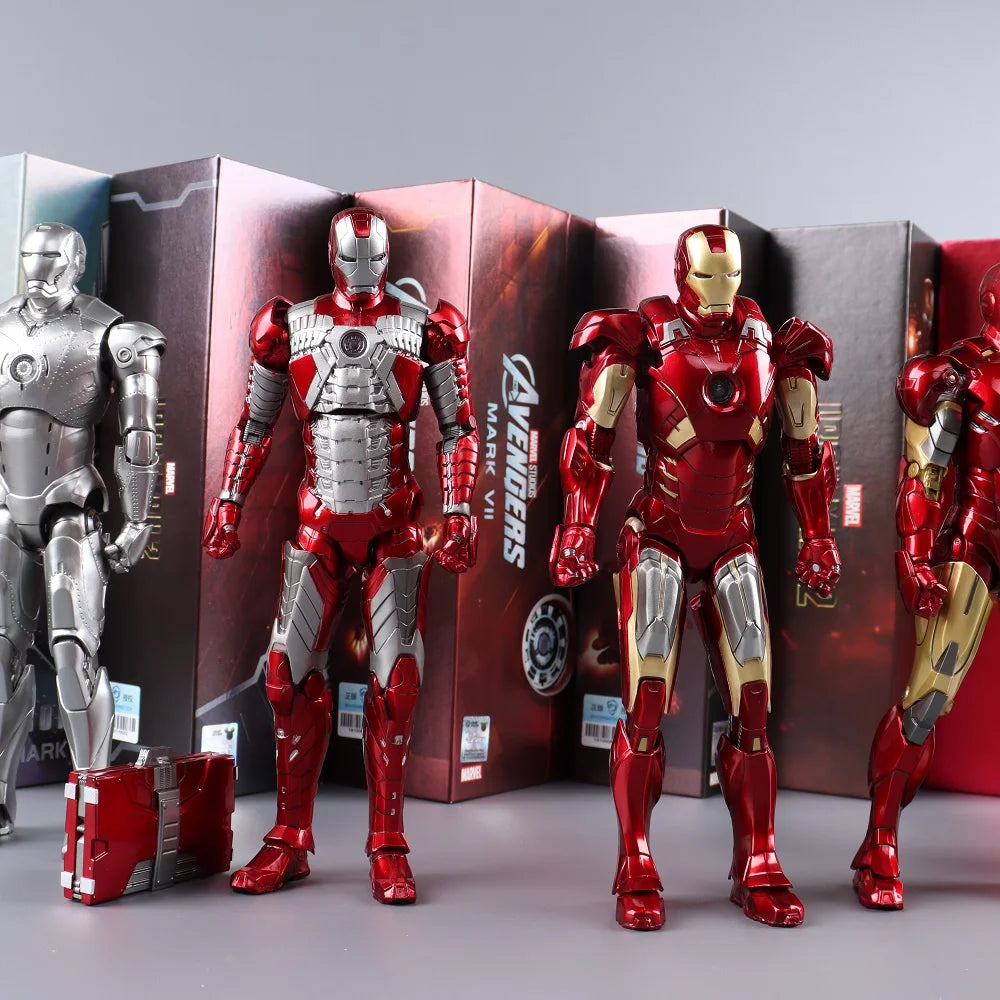 ZD Toys LED Light Iron Man MK1 MK2 MK3 MK4 MK5 MK6 MK7 MK43 MK50 7" Movie Action Figure Tony Stark Legends Toys
