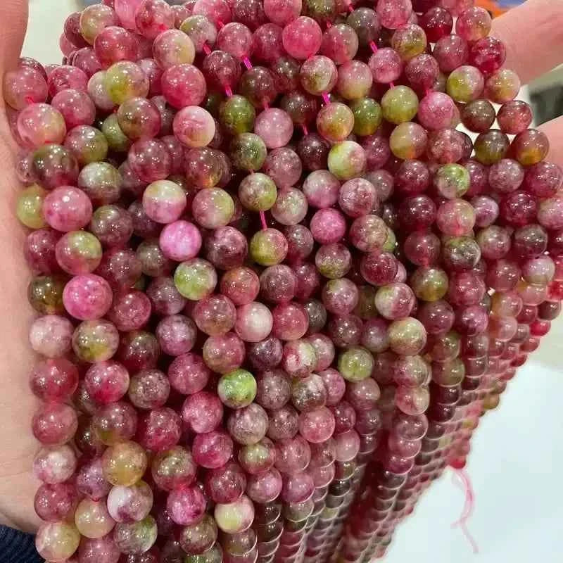 6/8/10mm Loose Optimize Watermelon Tourmaline Crystal Natural Stone Beads for DIY Bracelet Necklace Jewelry Making Beaded Access