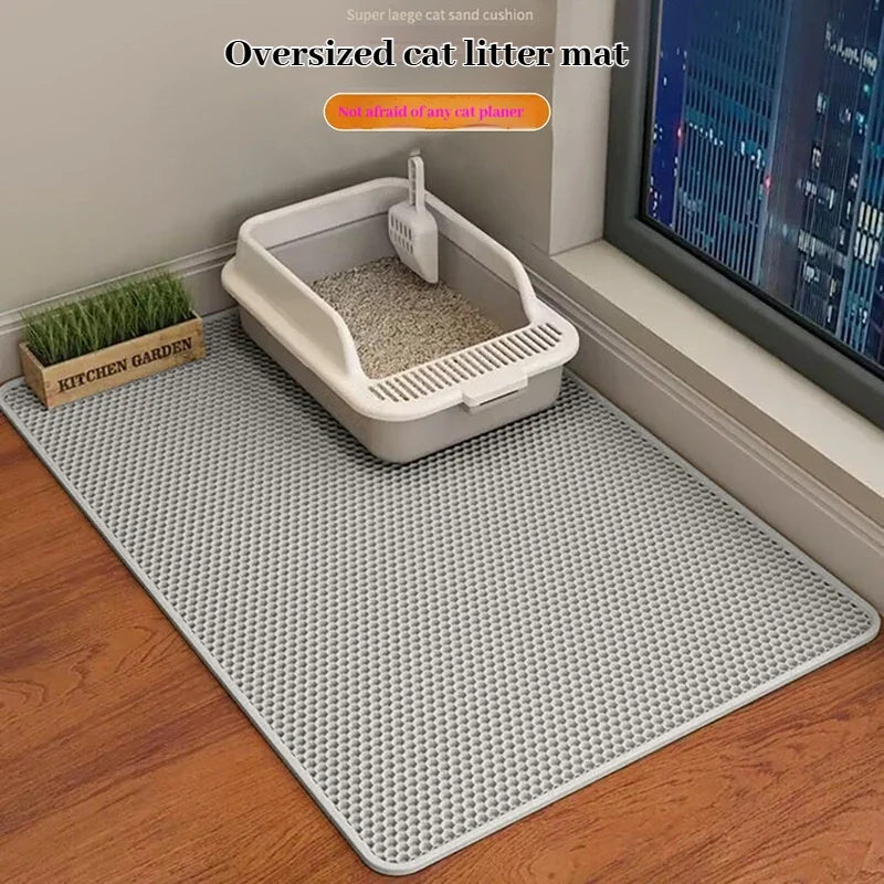 gray Color Waterproof Cat Litter Mat 2-Layer EVA Trapping Design