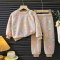 Autumn Winter Sleepwear Flannel Pajamas For Girls Boys Long Sleeve Tops+Pants Suits Fashion Home Clothing Baby Kid Sleep Costume