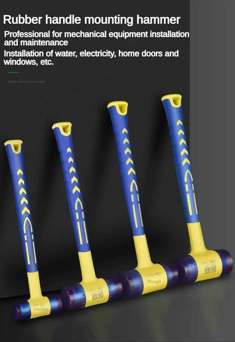 1 double headed installation hammer, 25mm to 45mm rubber hammer with rubber handle, detachable insulated installation hammer