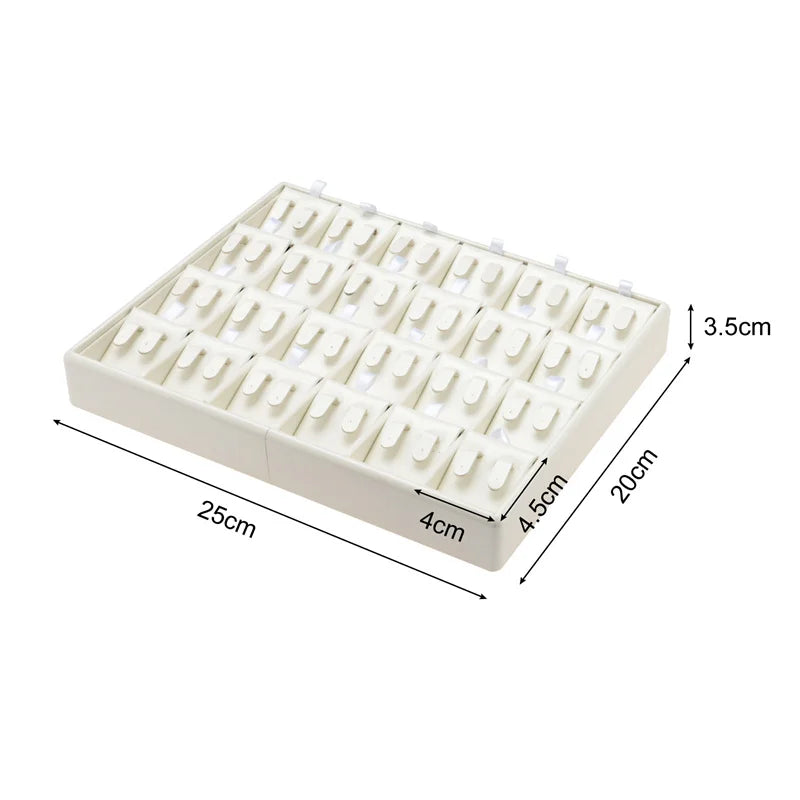 Stackable Leather Ring & Earring Tray - 25x20cm Black White Storage Box with Lid - Jewelry Organizer