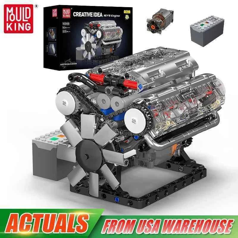 Mould King 10088 The V8 Engine Building Block Assembly Technical Car Brick Set Educational Car Engine Toys Kids Christmas Gift