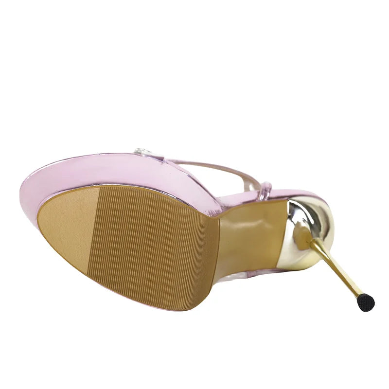 Liyke Runway Style Purple Platform High Heels Transparent Sandals For Women Sexy Open Toe Wedding Banquet Shoes Zapatos Mujer