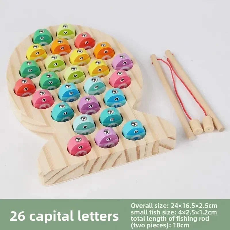 Kids Wooden Fishing Game Toy Gifts Early Education Alphabet Numeric Cognitive Toys Children Interactive Games Toys for Gifts