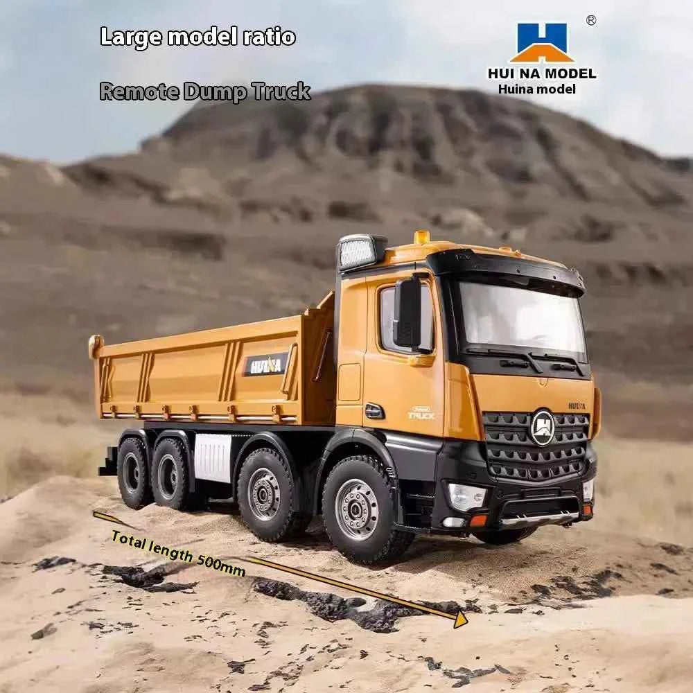 HUINA 1536 2.4G 1/14 15CH RC Metal Dump Truck Toy Die-cast Remote Control Construction Rc Truck for Boy Children Toys Xmas Gifts