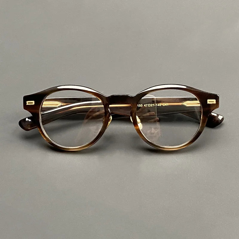 Vintage round glasses frame for men spring legs thickened with acetate optical glasses frame to make prescription glasses for my