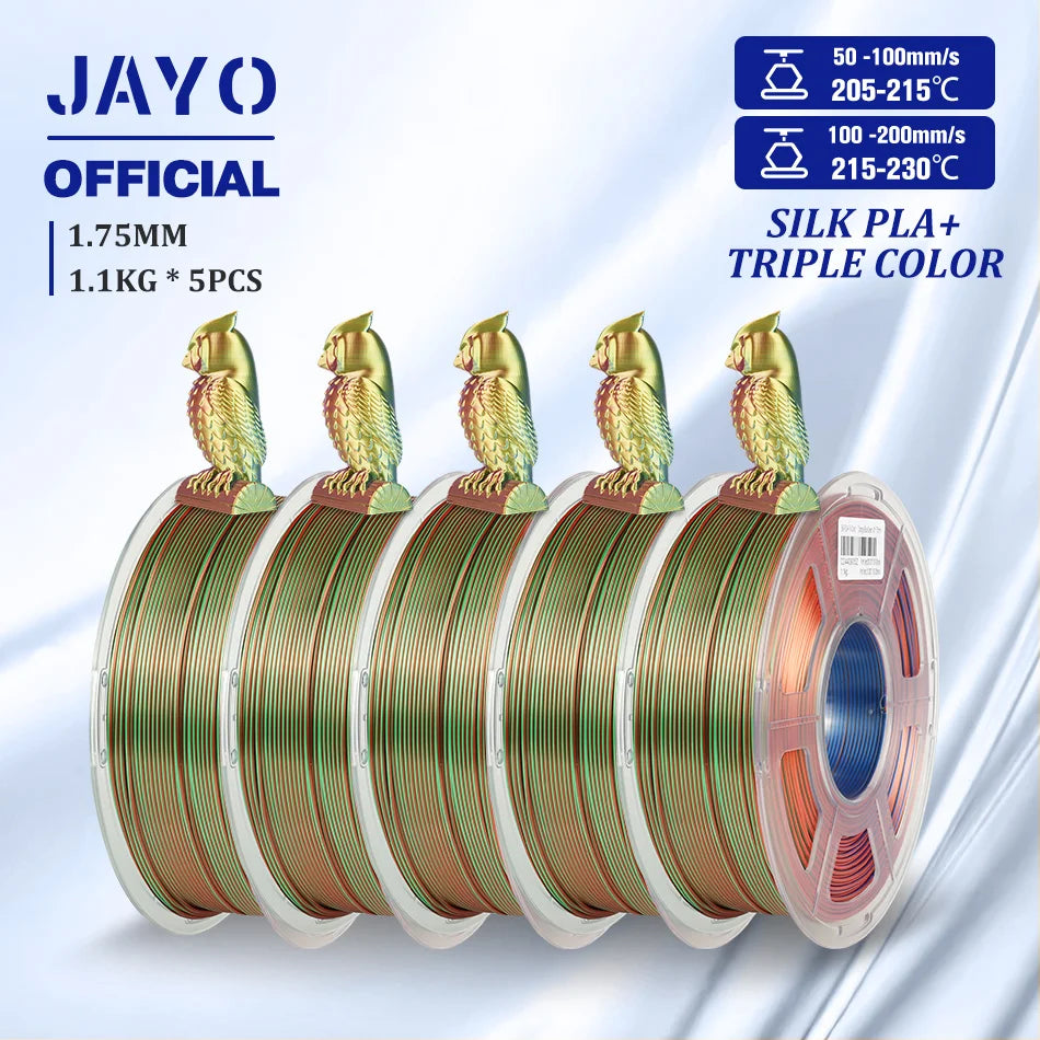 JAYO SILK PLA Filament 1.75mm Dual Colors 3D Printer Filament Coextrusion Silk Triple Color 3D Filament Shiny Multicolor Change