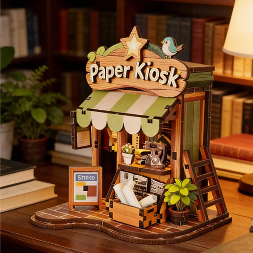 DIY Book Home Wooden Building Gift Creative Bookstore Desktop Decoration 3D Hand-assembled Building Model Highquality Furnishing