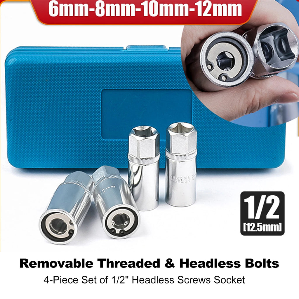 4Pcs Nut Screw Remover Extractor 6-12mm Removal Set Bolt Impact Damaged Nut Screw Removal Socket Wrench Extractor Hand Tool Kit